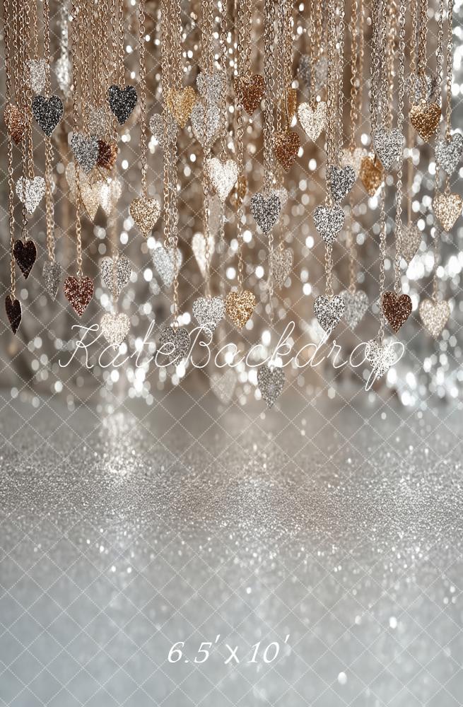 Kate Glitter Heart Chains Silver Bokeh Backdrop Designed by Emstselch - Image 4