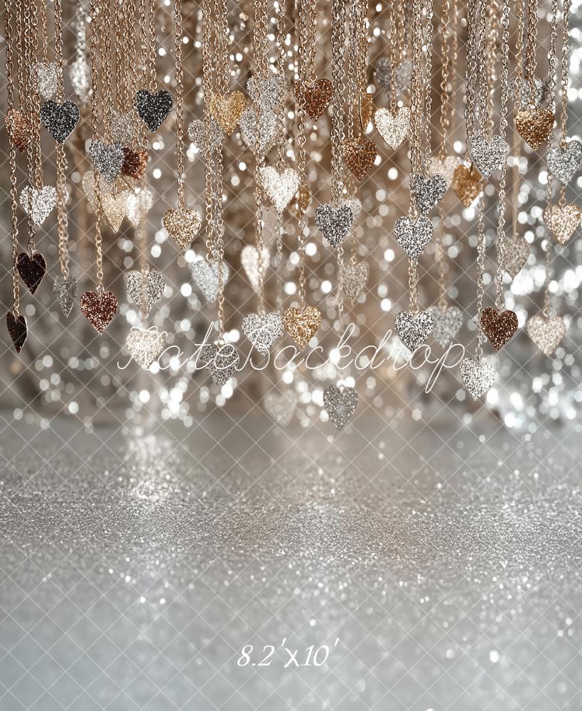 Kate Glitter Heart Chains Silver Bokeh Backdrop Designed by Emstselch - Image 6