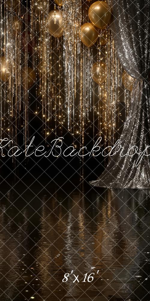 Kate Gold Balloons Glitter Streamers Curtain Backdrop Designed by Emstselch - Image 10