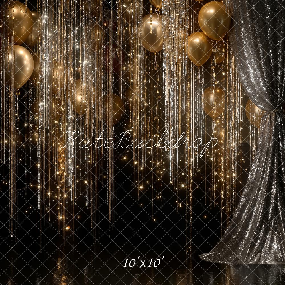 Kate Gold Balloons Glitter Streamers Curtain Backdrop Designed by Emstselch - Image 7