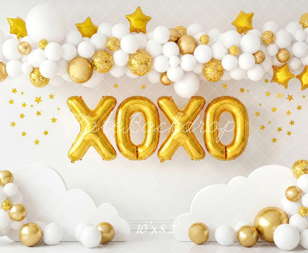 Kate Gold Balloons Stars Clouds Fleece Backdrop Designed by Patty Robert - Image 3
