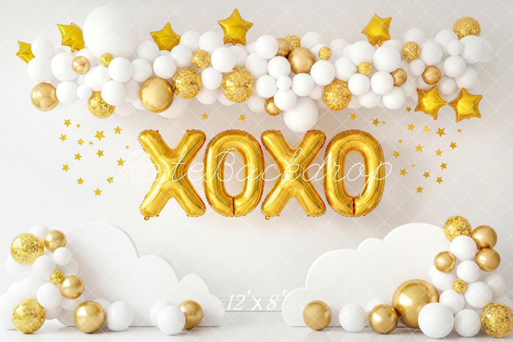 Kate Gold Balloons Stars Clouds Fleece Backdrop Designed by Patty Robert - Image 4