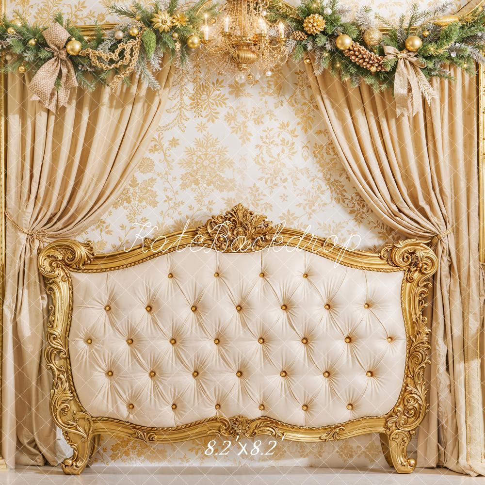 Kate Golden Christmas Headboard Curtain Backdrop Designed by Emetselch - Image 3