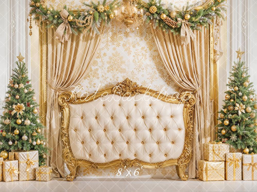 Kate Golden Christmas Headboard Curtain Backdrop Designed by Emetselch - Image 4