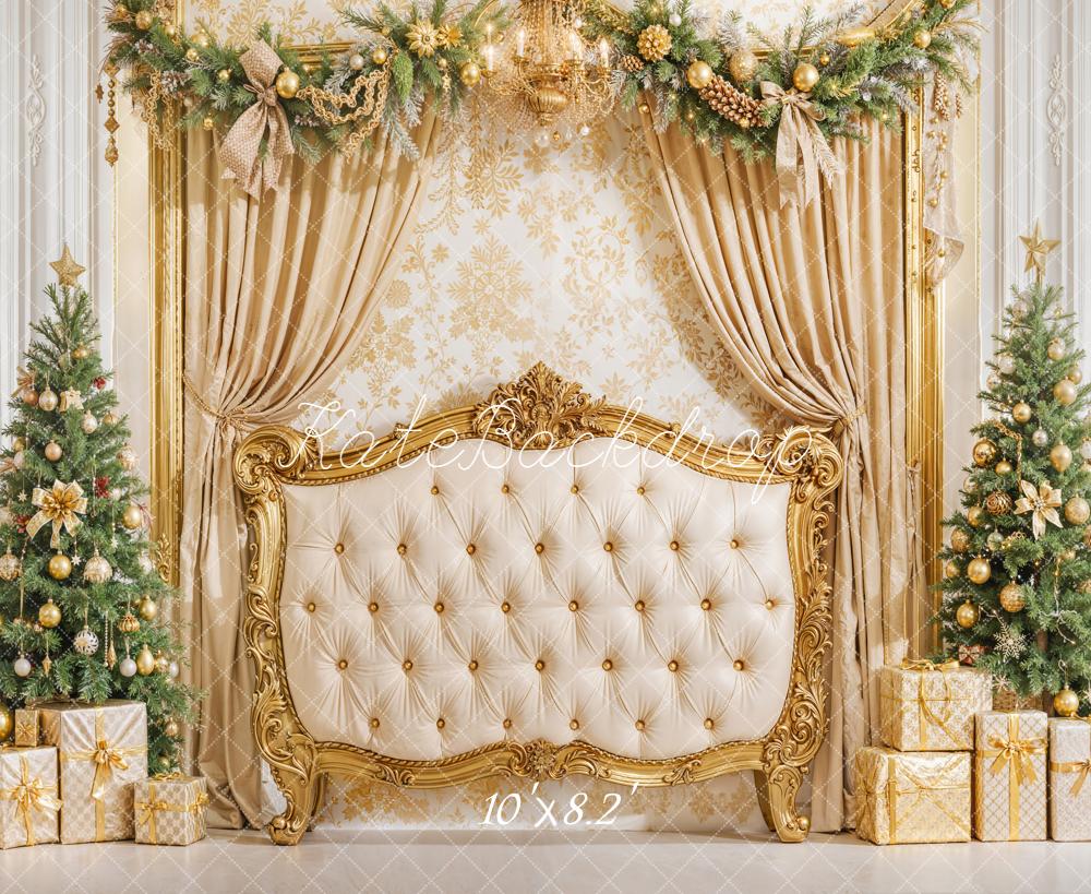 Kate Golden Christmas Headboard Curtain Backdrop Designed by Emetselch - Image 5