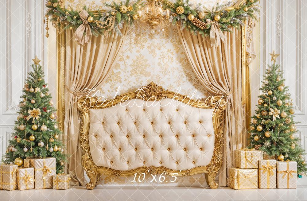 Kate Golden Christmas Headboard Curtain Backdrop Designed by Emetselch - Image 7