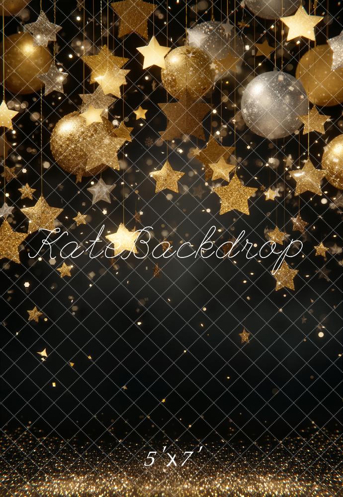 Kate Gold Stars Baubles Glitter Backdrop Designed by Emstselch