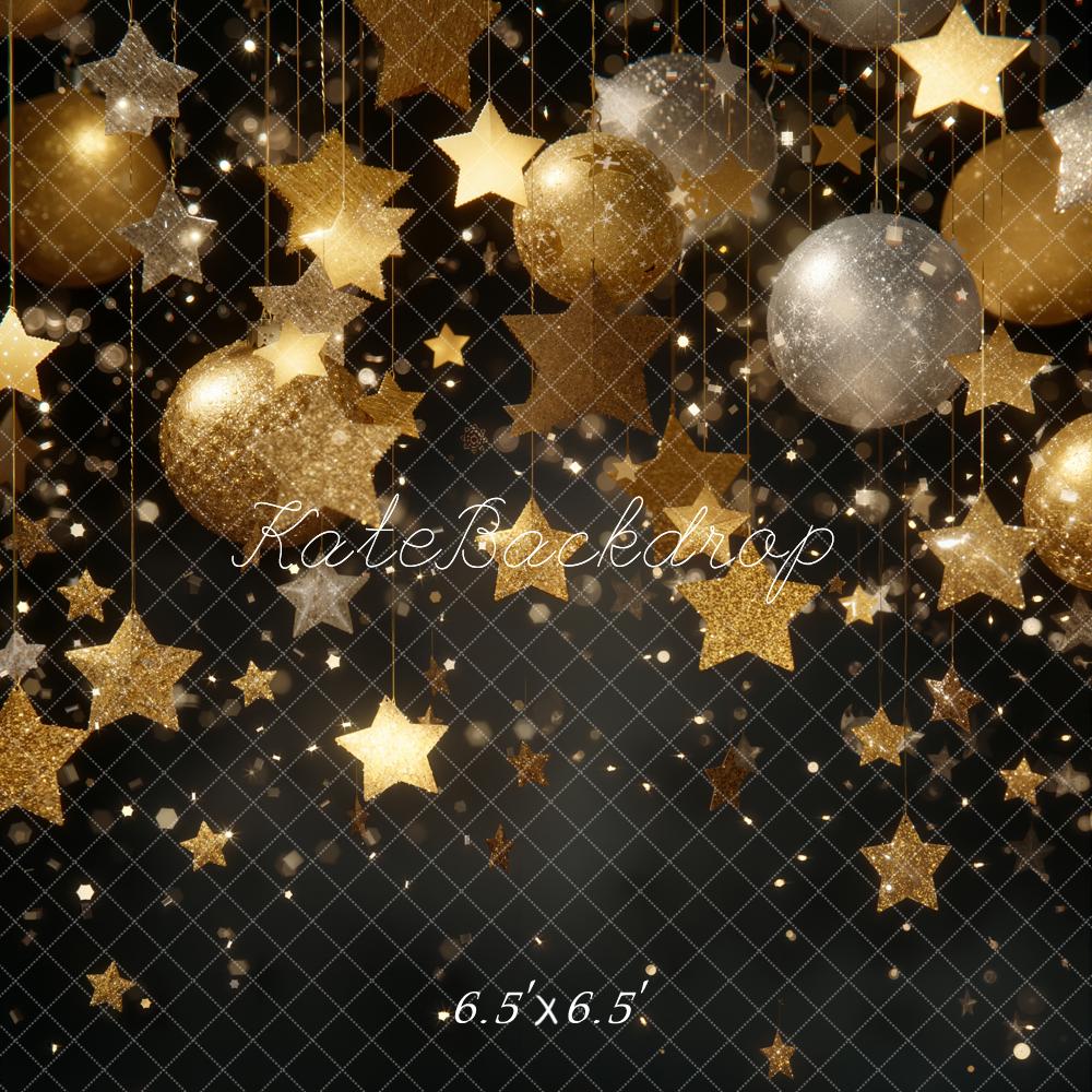 Kate Gold Stars Baubles Glitter Backdrop Designed by Emstselch - Image 2