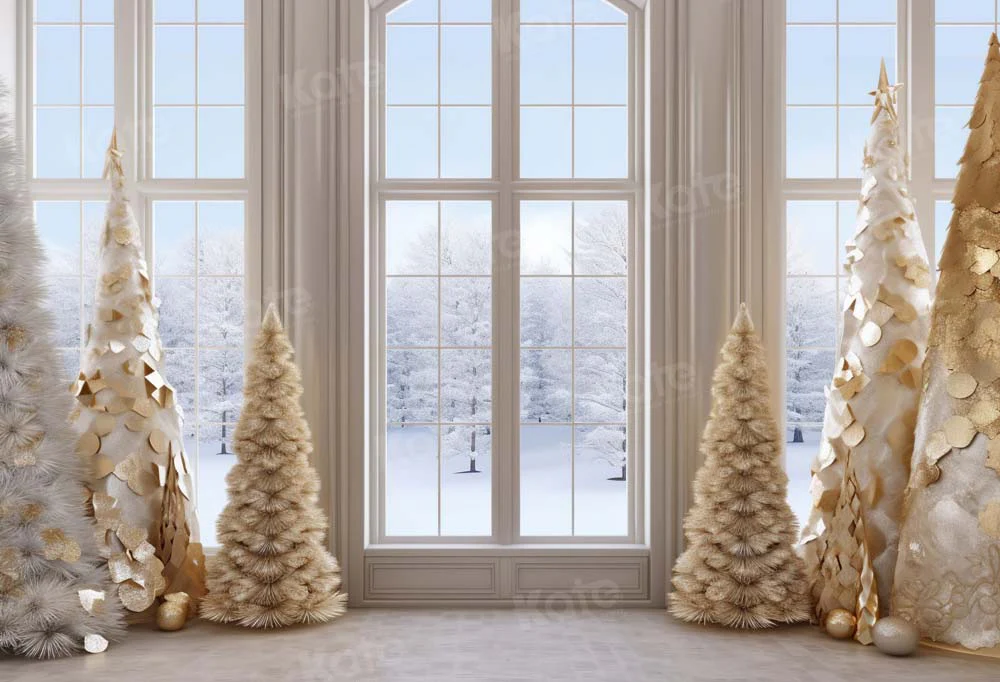 Kate Golden Christmas Tree Window Backdrop Designed by Chain Photography - Image 2