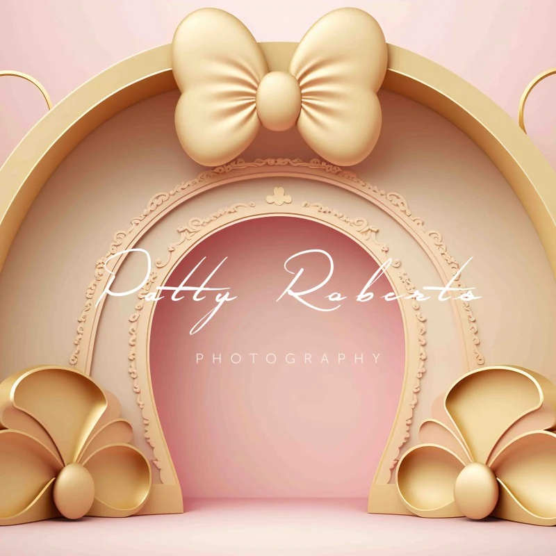 Kate Golden Pink Bow Cake Smash Backdrop Designed by Patty Robert - Image 2