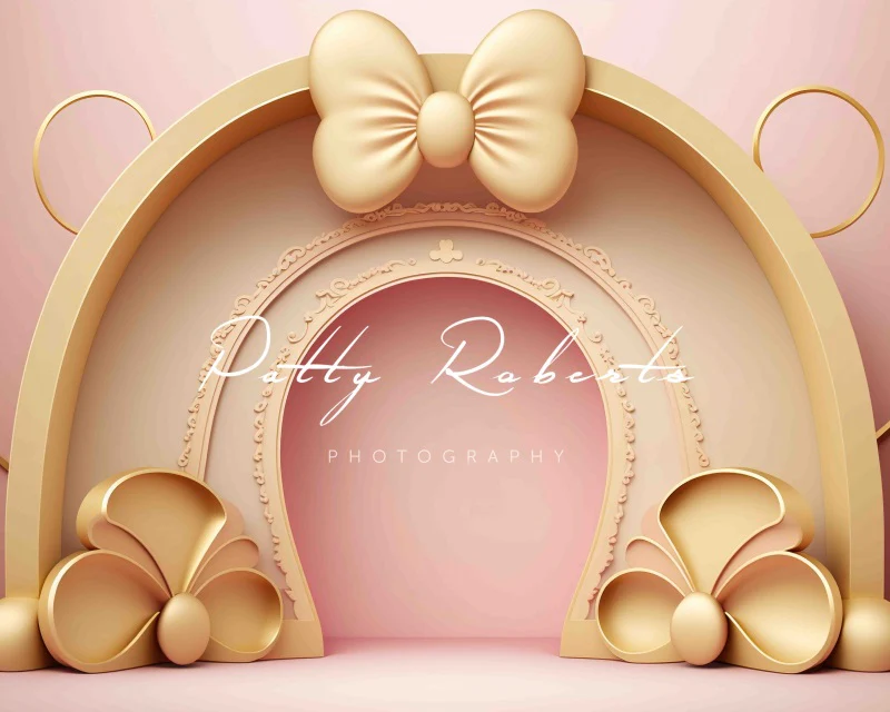 Kate Golden Pink Bow Cake Smash Backdrop Designed by Patty Robert - Image 3