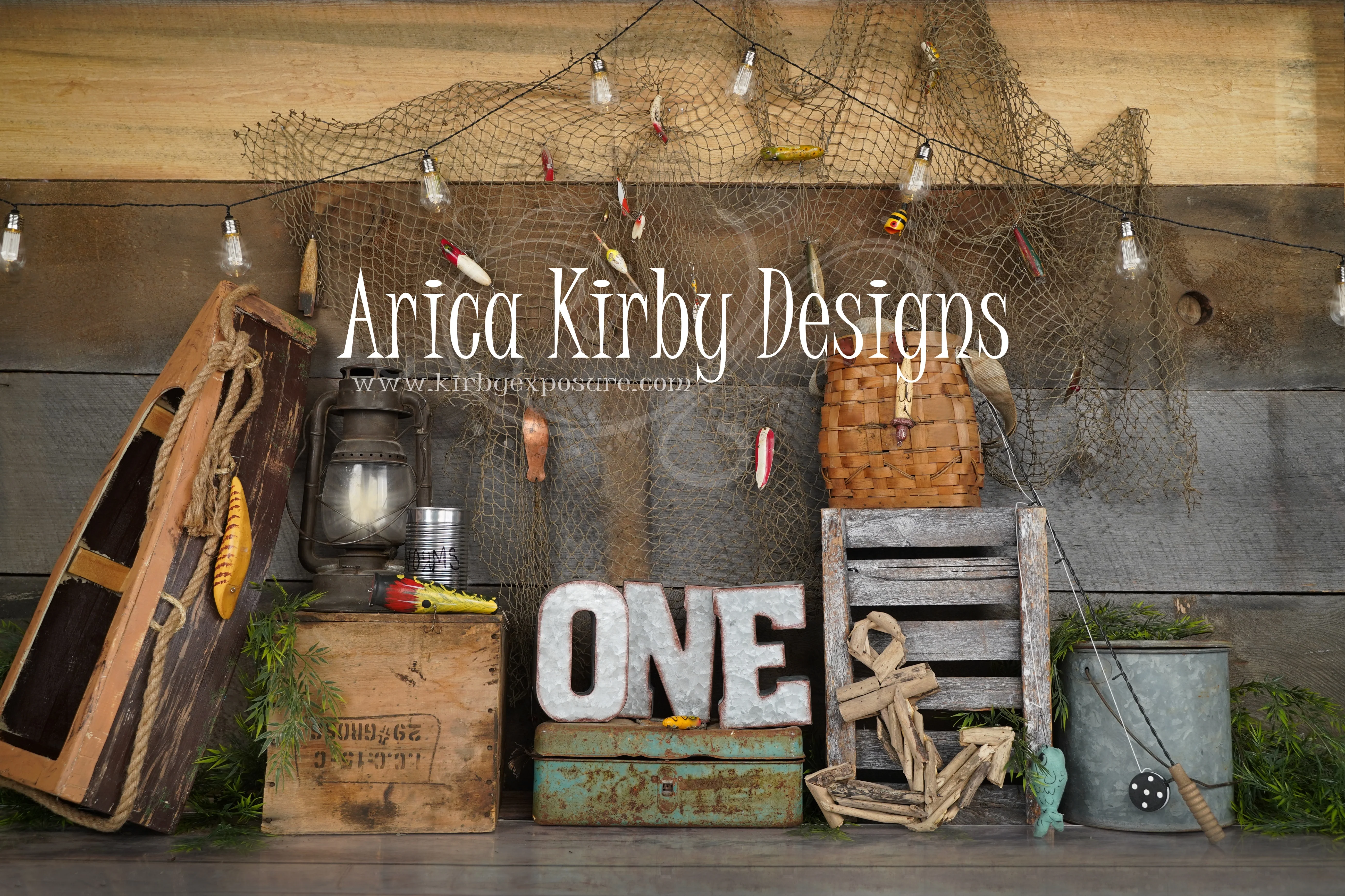 Kate Gone Fishing First Birthday Backdrop Designed by Arica Kirby - Image 2
