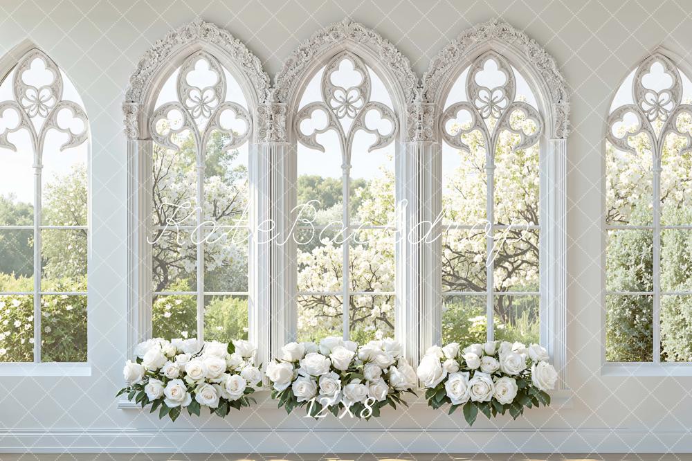 Kate Gothic Arch Windows White Roses Wedding Backdrop Designed by Mini MakeBelieve - Image 8