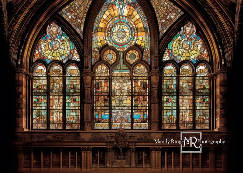Kate Gothic Arched Stained Glass Window Backdrop Designed by Mandy Ringe Photography - Image 2