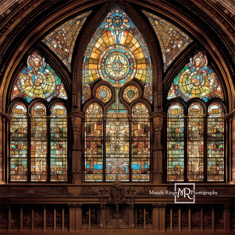 Kate Gothic Arched Stained Glass Window Backdrop Designed by Mandy Ringe Photography - Image 5