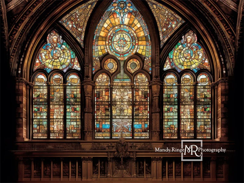 Kate Gothic Arched Stained Glass Window Backdrop Designed by Mandy Ringe Photography - Image 6