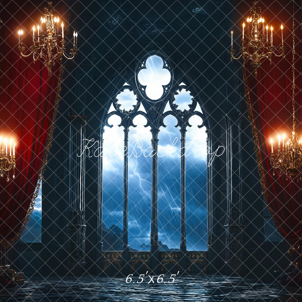 Kate Gothic Castle Window Curtains Chandeliers Backdrop Designed by Emetselch - Image 3