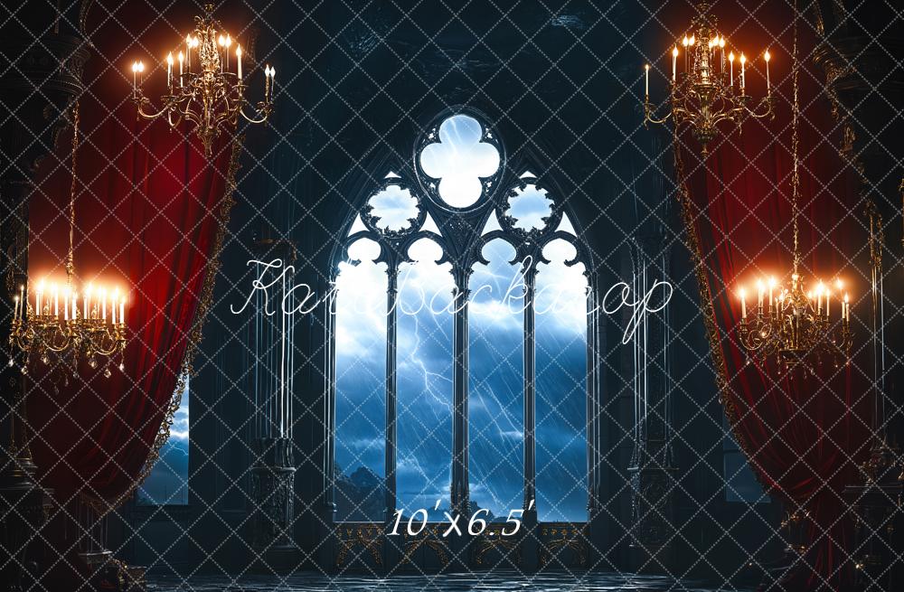 Kate Gothic Castle Window Curtains Chandeliers Backdrop Designed by Emetselch - Image 2