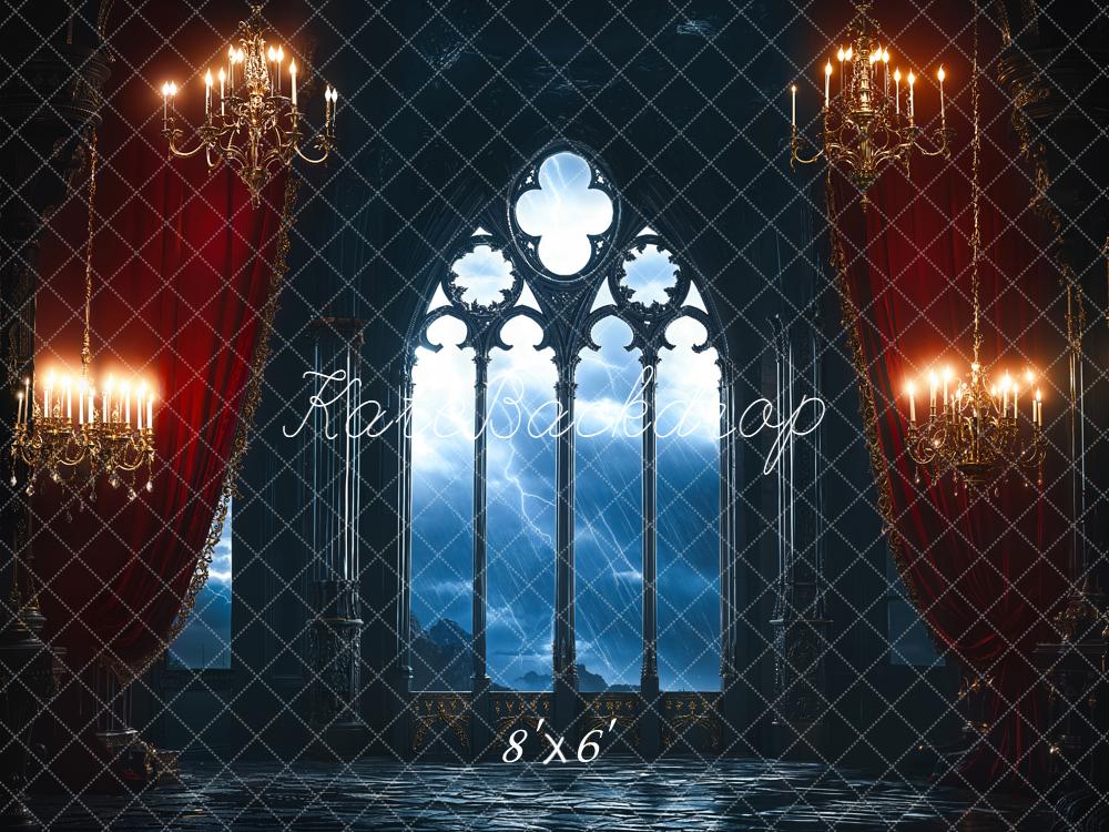 Kate Gothic Castle Window Curtains Chandeliers Backdrop Designed by Emetselch - Image 4