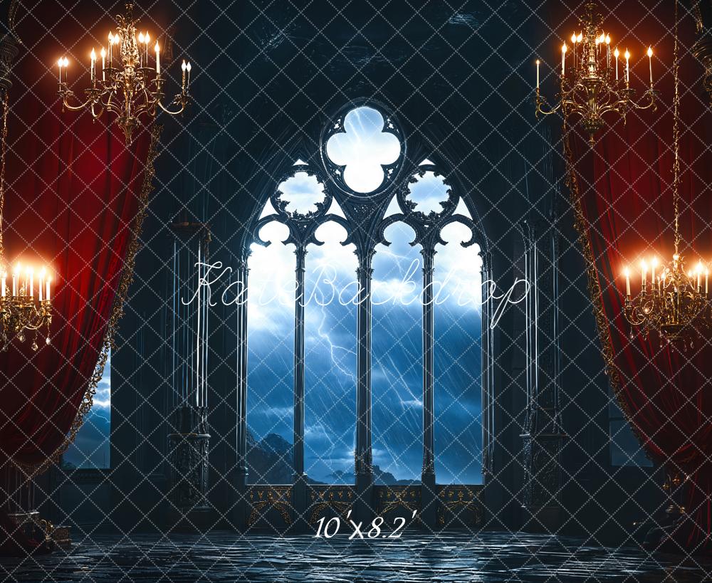 Kate Gothic Castle Window Curtains Chandeliers Backdrop Designed by Emetselch - Image 5