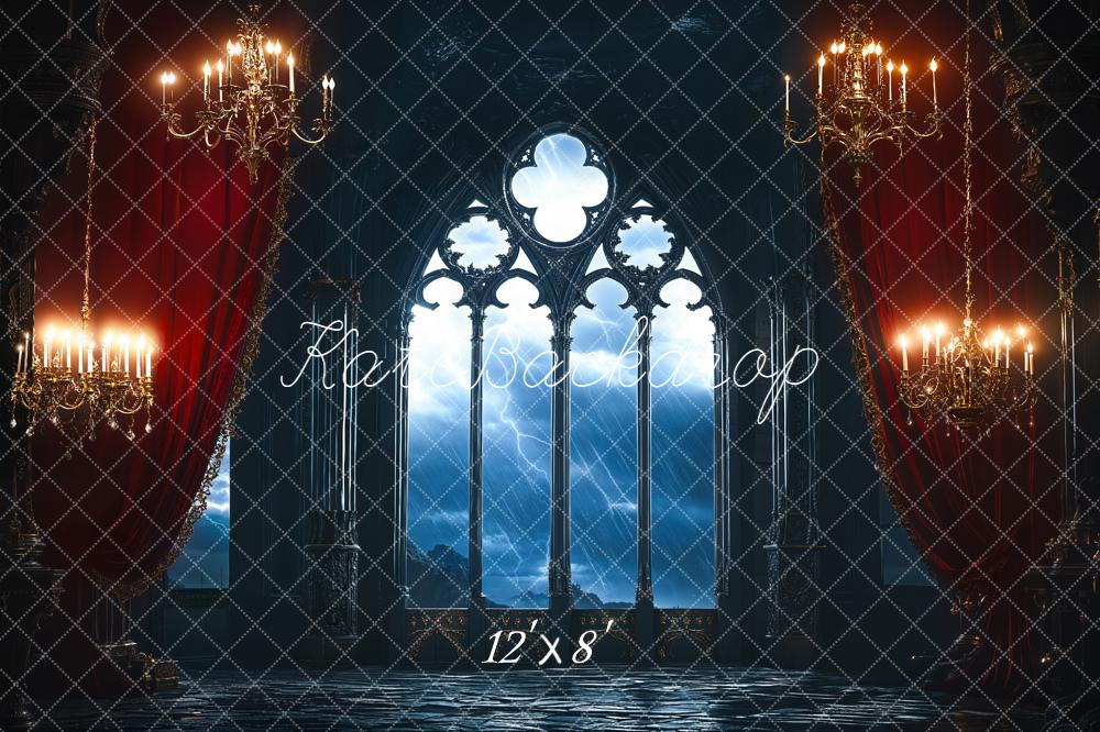 Kate Gothic Castle Window Curtains Chandeliers Backdrop Designed by Emetselch - Image 6
