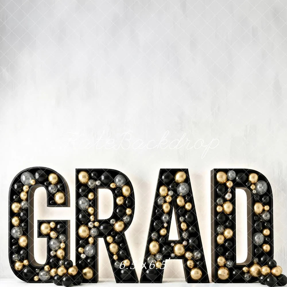 Kate Graduation Black Gold Balloons Letters Backdrop Designed by Patty Robert - Image 2