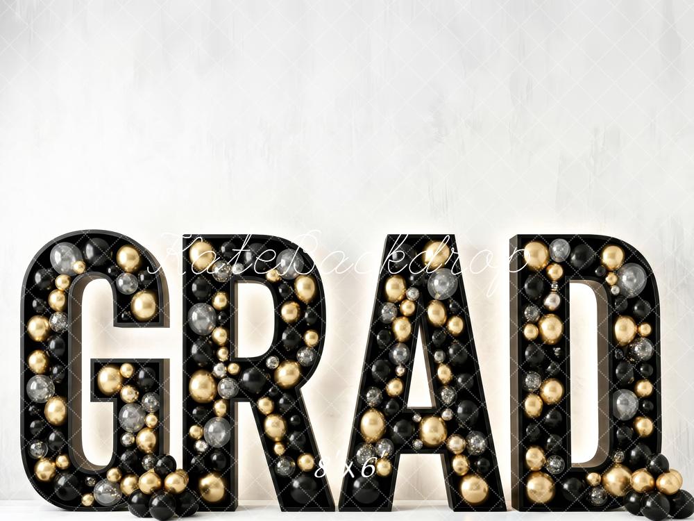 Kate Graduation Black Gold Balloons Letters Backdrop Designed by Patty Robert - Image 3