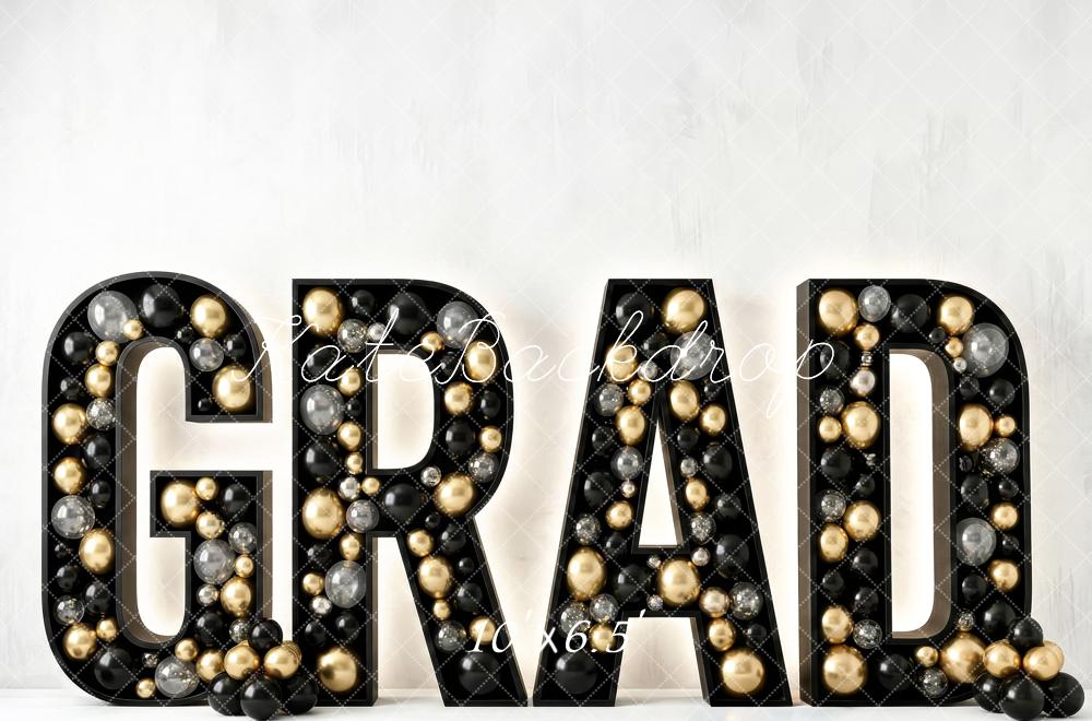 Kate Graduation Black Gold Balloons Letters Backdrop Designed by Patty Robert - Image 4