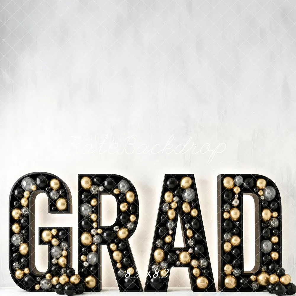 Kate Graduation Black Gold Balloons Letters Backdrop Designed by Patty Robert - Image 5