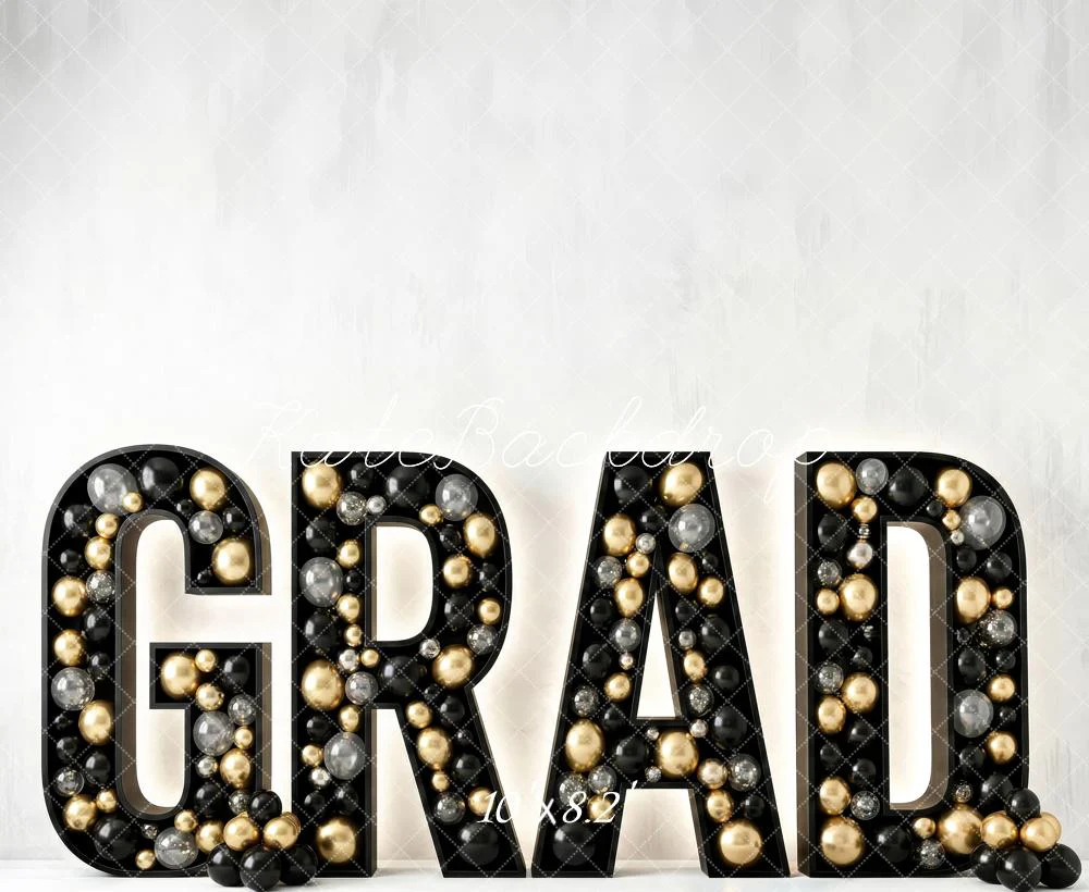 Kate Graduation Black Gold Balloons Letters Backdrop Designed by Patty Robert - Image 6