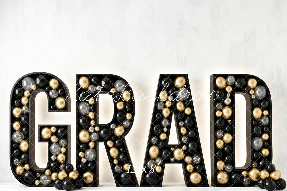 Kate Graduation Black Gold Balloons Letters Backdrop Designed by Patty Robert - Image 8