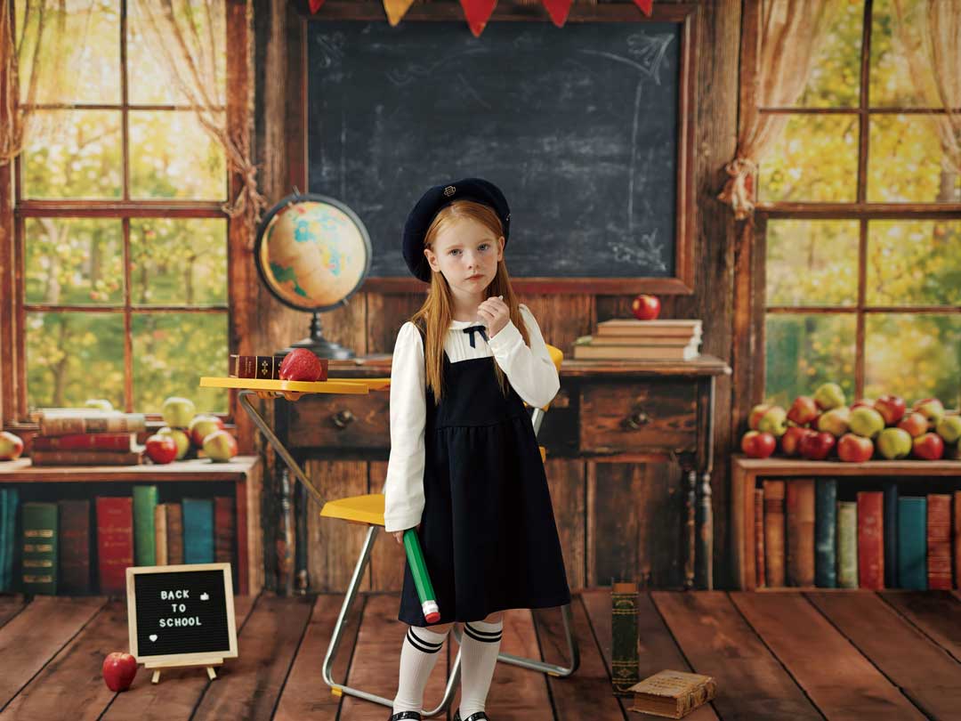 Kate Graduation Chalkboard Window Backdrop+Brown Old Wooden Floor Backdrop - Image 3