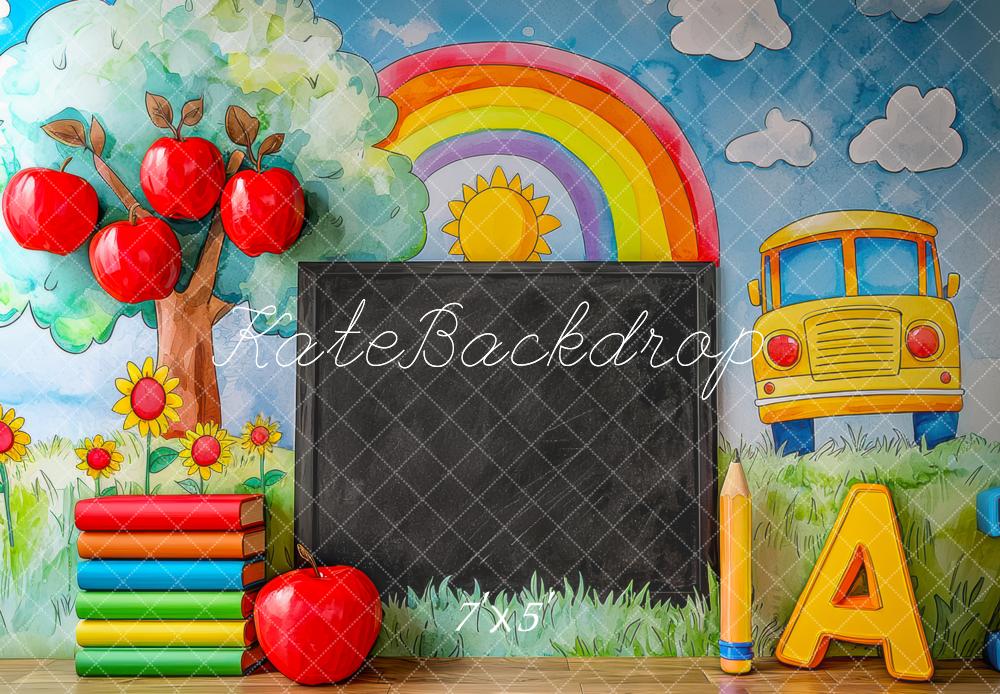 Kate Graduation School Blackboard Rainbow Apples Backdrop Designed by Mini MakeBelieve - Image 2