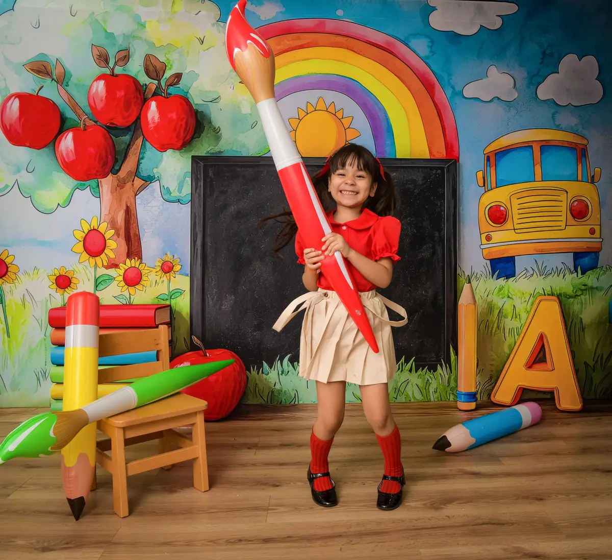 Kate Graduation School Blackboard Rainbow Apples Backdrop Designed by Mini MakeBelieve - Image 5