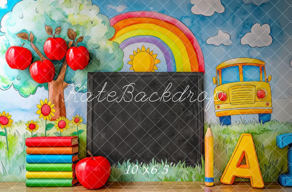 Kate Graduation School Blackboard Rainbow Apples Backdrop Designed by Mini MakeBelieve - Image 9