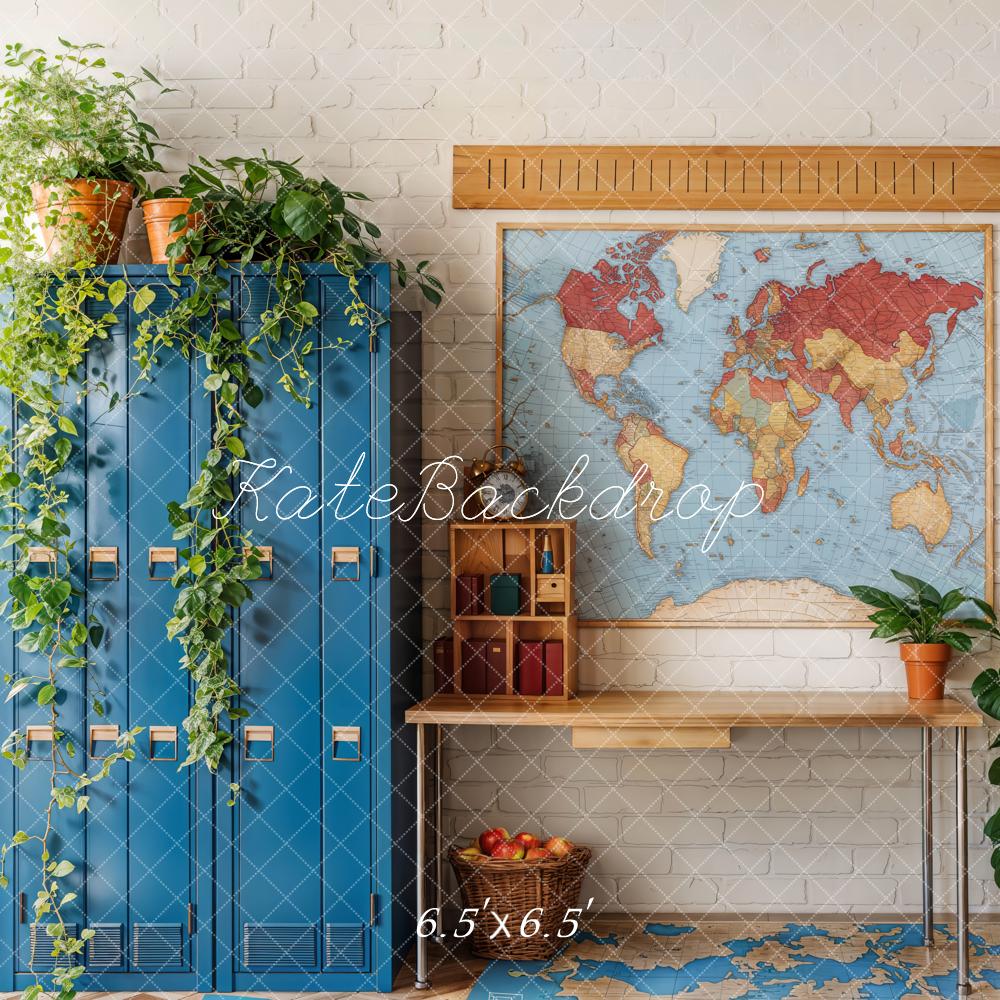 Kate Graduation School Classroom Map Lockers Backdrop Designed by Emetselch - Image 2
