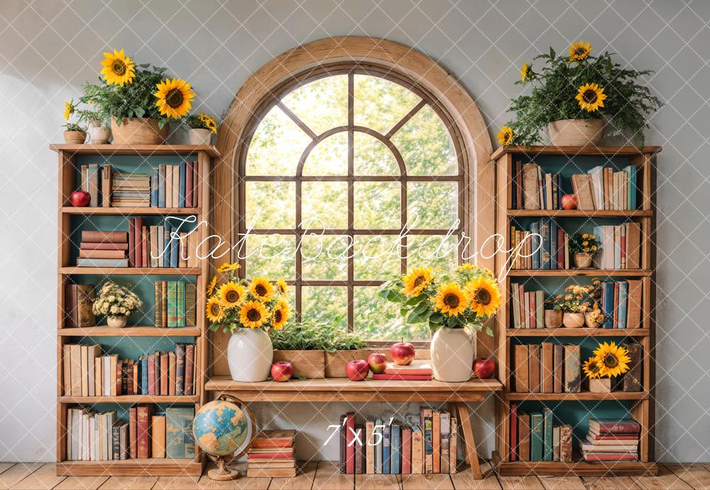 Kate Graduation Sunflower Bookshelf Window Backdrop Designed by Emetselch - Image 2