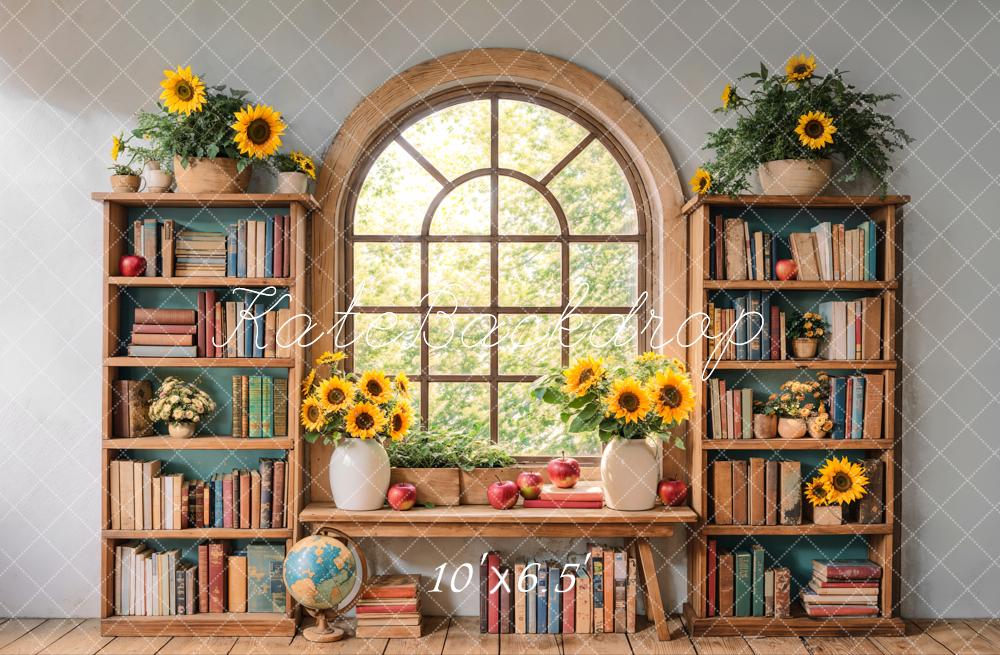 Kate Graduation Sunflower Bookshelf Window Backdrop Designed by Emetselch - Image 5