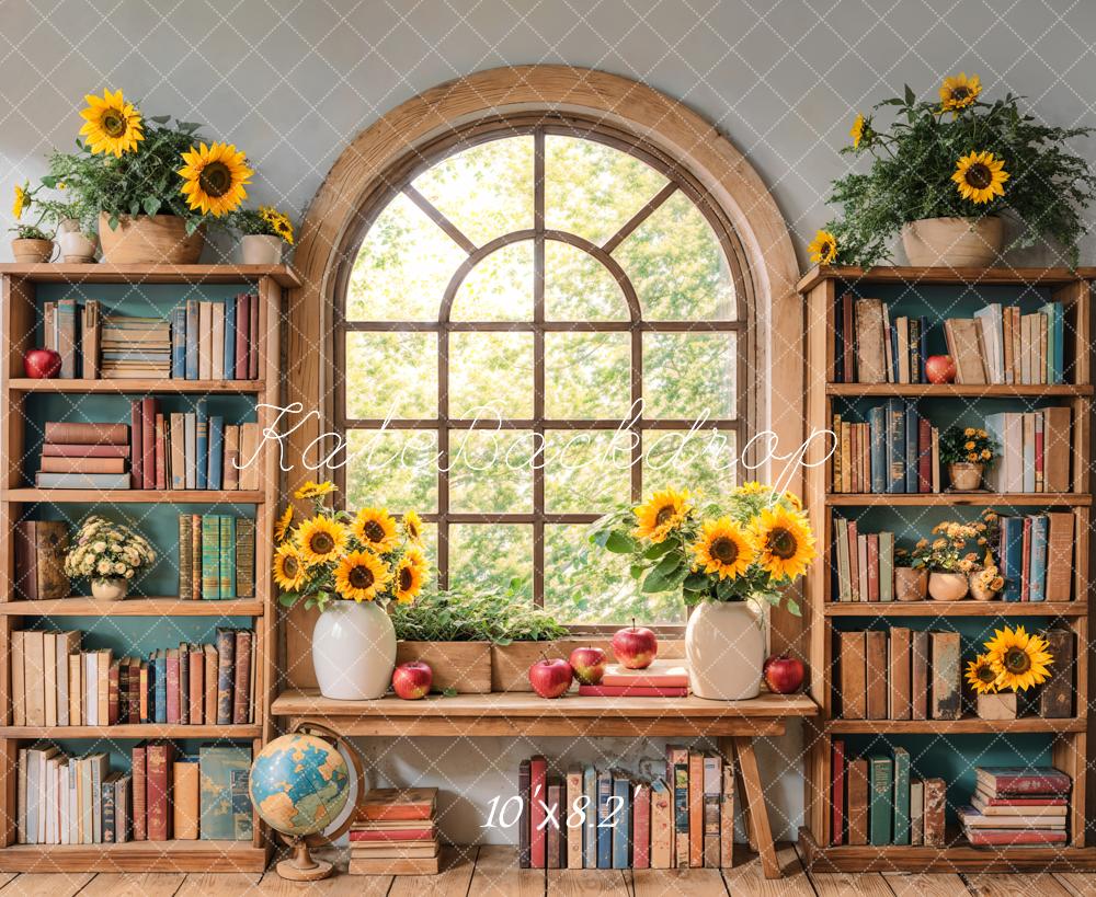 Kate Graduation Sunflower Bookshelf Window Backdrop Designed by Emetselch - Image 6