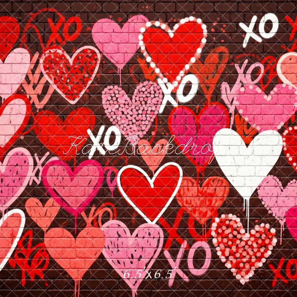 Kate Graffiti Hearts Brick Wall Valentine Backdrop Designed by Patty Robert - Image 2