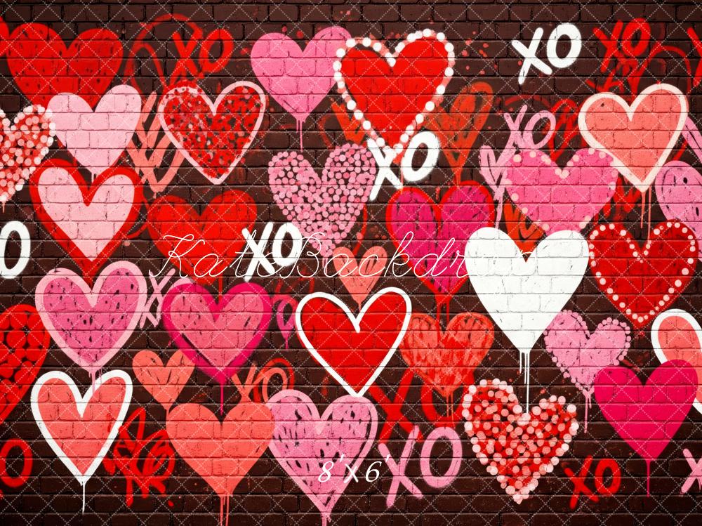 Kate Graffiti Hearts Brick Wall Valentine Backdrop Designed by Patty Robert - Image 3