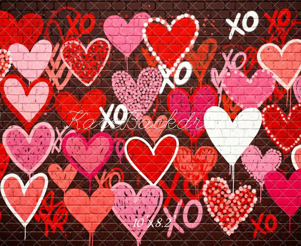 Kate Graffiti Hearts Brick Wall Valentine Backdrop Designed by Patty Robert - Image 6