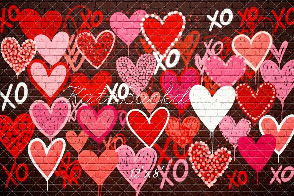 Kate Graffiti Hearts Brick Wall Valentine Backdrop Designed by Patty Robert - Image 8