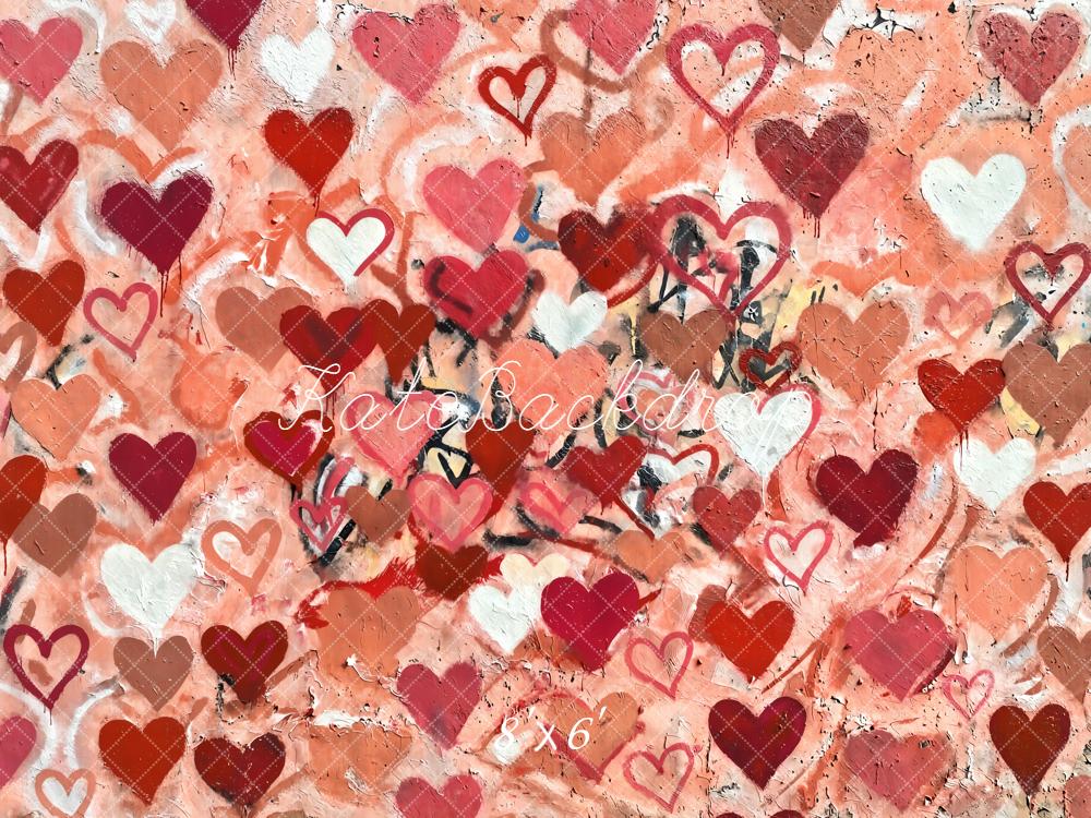 Kate Valentine Graffiti Hearts Wall Red Backdrop Designed by Kate Image - Image 3