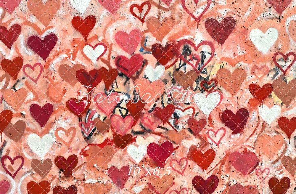 Kate Valentine Graffiti Hearts Wall Red Backdrop Designed by Kate Image - Image 4
