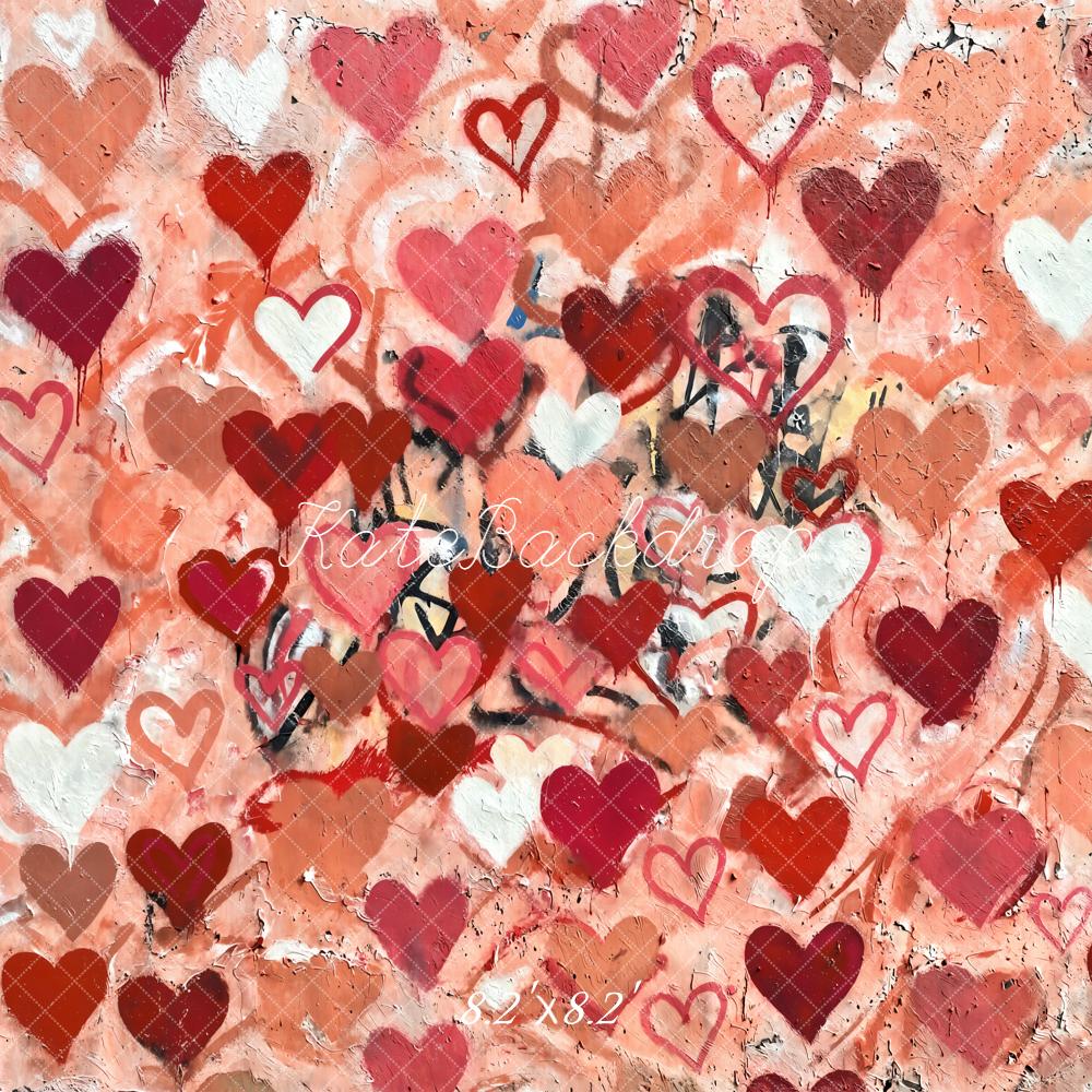 Kate Valentine Graffiti Hearts Wall Red Backdrop Designed by Kate Image - Image 5
