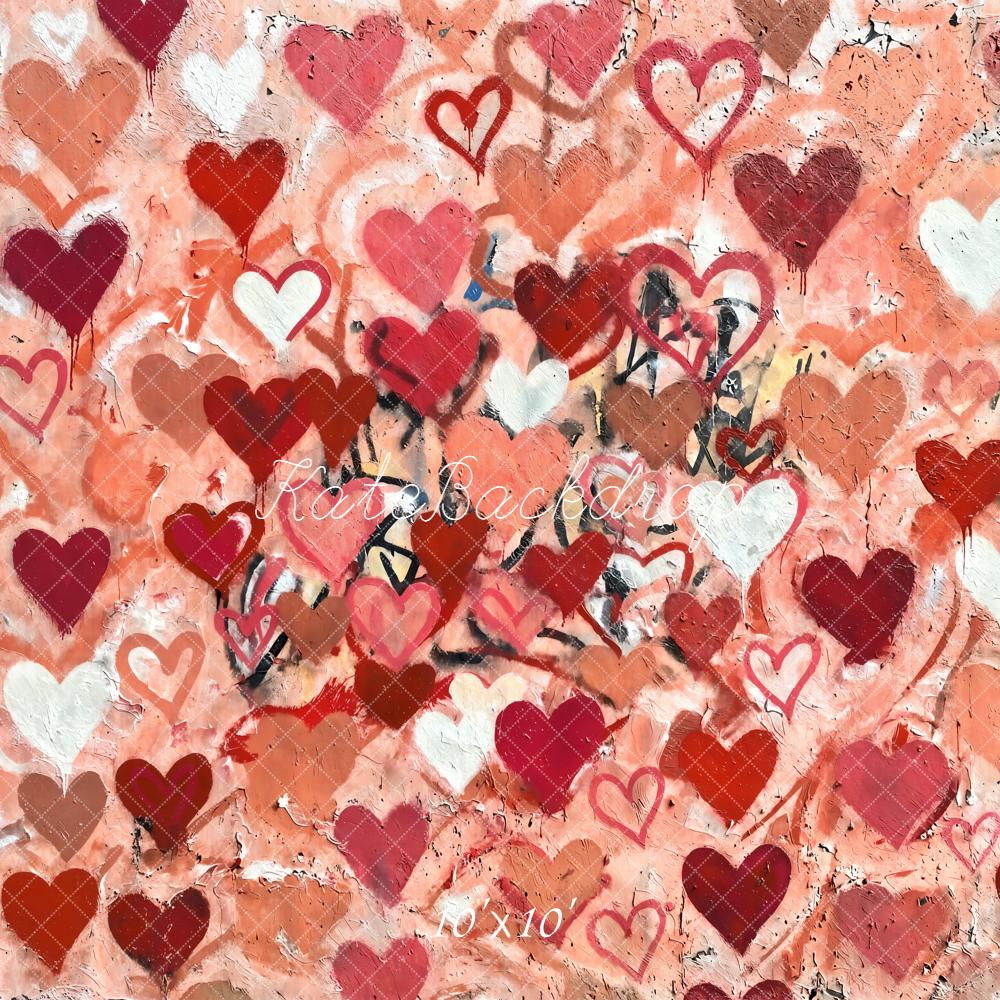 Kate Valentine Graffiti Hearts Wall Red Backdrop Designed by Kate Image - Image 7