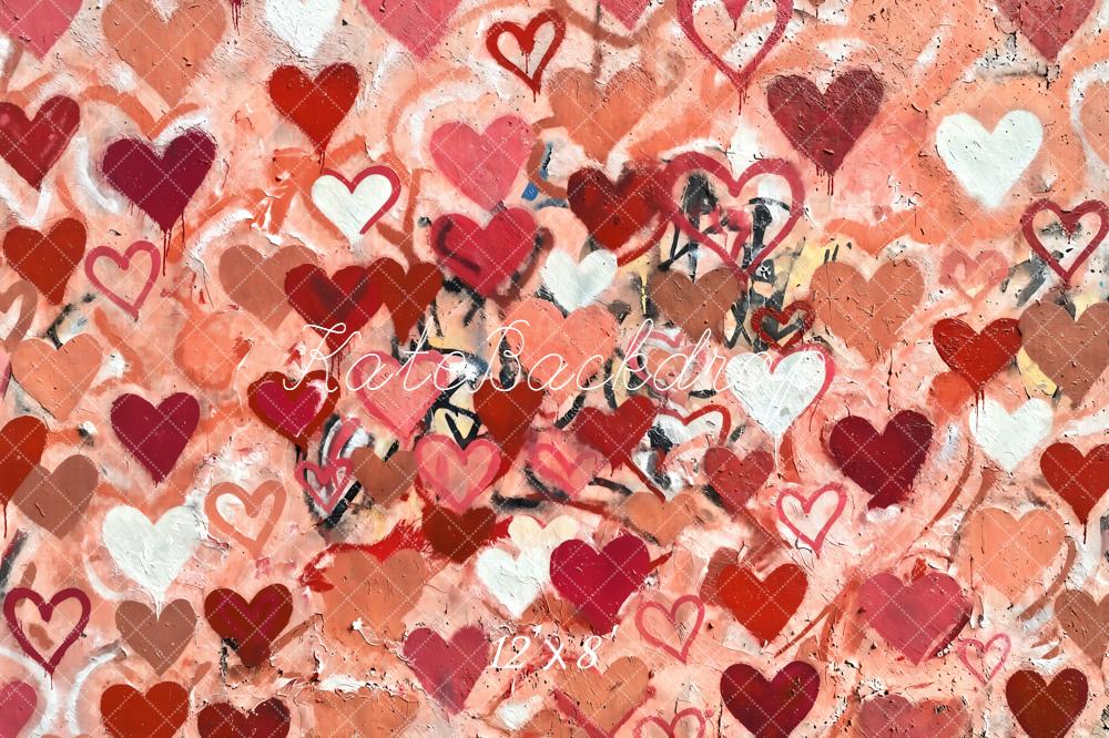 Kate Valentine Graffiti Hearts Wall Red Backdrop Designed by Kate Image - Image 8