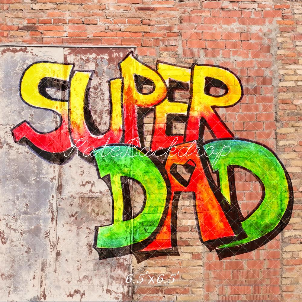 Kate Graffiti Super Dad Brick Wall Backdrop Designed by Fantasyphotoart - Image 2