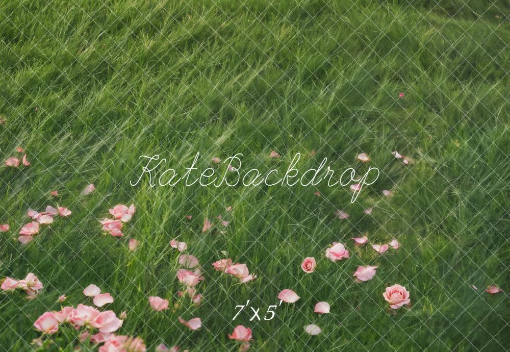 Kate Grass Field Pink Rose Petals Backdrop Designed by Emetselch